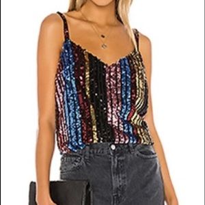 Sequin multistripe top